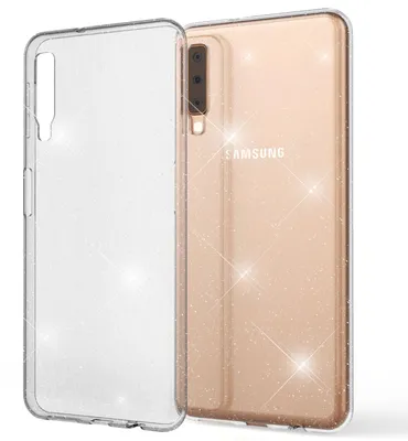 Immagine prodotto di NALIA cover glitter compatibile con Samsung Galaxy A7 2018, cover glitter trasparente