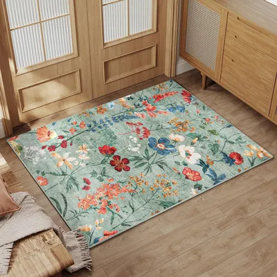 Produktbild von Fußmatte Teppich 60x90cm Grün Waschbar Rechteckig Innenbereich