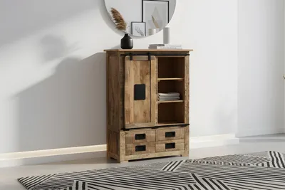 Produktbild von Highboard Mango Rough massiv vielfarbig 90 x 45 x 150 cm LIBRO