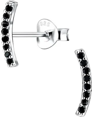 Produktbild von Ohrringe Stab: Schwarze Kristall Ohrstecker aus Silber 925