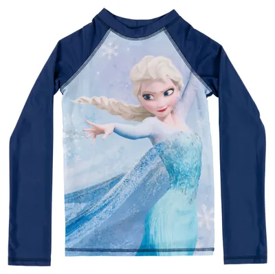 Produktbild von Disney Die Eiskönigin Schwimmshirt UV-Schutz 30 für Mädchen - Elsa Frozen Kinder Langarm Badeshirt Shirt Badebekleidung Rashguard Blau 110-116