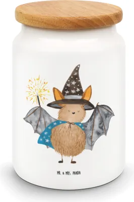 Produktbild von Mr. & Mrs. Panda Dose Fledermaus Zauberer - Weiß - Geschenk, Fledermäuse, Magier, Reinsteigern, Frauen, Keksdose, Lustige Sprüche, Kaffeedose, Vorratsbehälter, Teedose