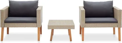 Produktbild von vidaXL 3-tlg. Garten-Lounge-Set mit Auflagen Poly Rattan Beige