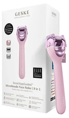 Produktbild von Geske 9-In-1 Nadel-Mesotherapie-Gesichtsroller Mit Anwendung (Pink)