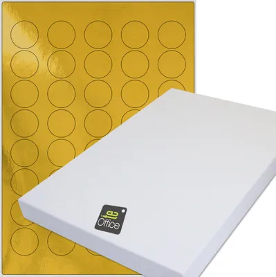 Produktbild von 40 Etiketten1x  DIN A4 Bogen rund, Ø 30 mm gold