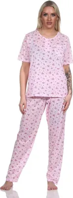 Immagine prodotto di Pigiama da donna pantalone lungo con camicia a maniche corte; Rosa/L
