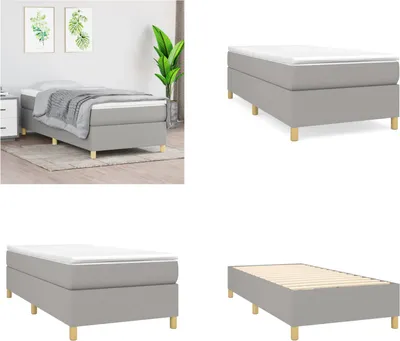 Immagine prodotto di vidaXL Letto boxspring con materasso in tessuto grigio chiaro 90x200 cm - Letto boxspring - Boxspringbetten - Bett - Schlafzimmermöbel