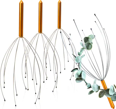Produktbild von com-four® 4x Kopfmassage Spinne - Kopfmassagegerät 24 cm - Kopfkrauler, Massagespinne zur Entspannung - Kopfkrauler, Kopfkratzer, Akupressur mit Auslegern auf 2 Ebenen