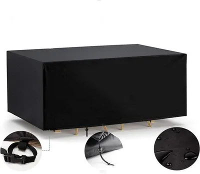 Immagine prodotto di Mobili da giardino rettangolari - Mobili resistenti alle intemperie - Copertura - Impermeabile 420D Oxford - 360x120x85 cm - Nero