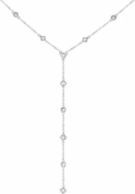 Produktbild von cai Halskette 925 Silber rhodiniert Y-Kette mit Zirkonia 925/- Sterling Silber 45+5cm weiß 360252616R-50