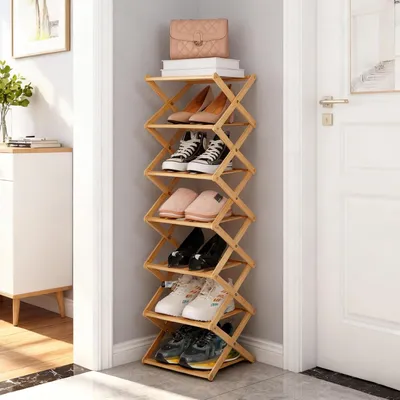 Produktbild von Schuhregal GAESHOW Schuhregal, 7-stufig, faltbar, Schuhregal, Organizer für Eingangsbereich, Wohnzimmer, Schlafzimmer, platzsparend, 25,5 x 24 x 100,5