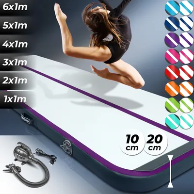 Produktbild von AIRTRACK Matte Tumbling Matte mit Pumpe PVC Tumblingmatte Gymnastikmatte Turnmatte Farbe: Lila Maße: 300*100x20cm