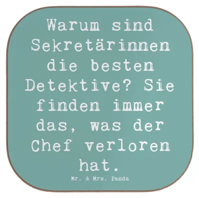 Produktbild von Mr. & Mrs. Panda Holzuntersetzer Spruch Sekretärin Detektiv - Meeresbrise - Geschenk, Berufsliebe, Beruf, personalisierte Geschenke, Coaster, Multitasking, Büroheldin