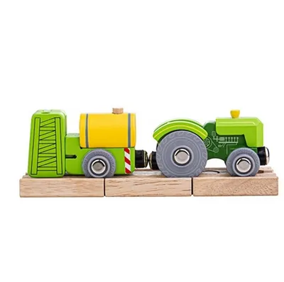 Obrázek produktu pro Bigjigs Rail Traktor s vlečkou zelený