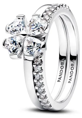 Immagine prodotto di Anello Pandora separabile a forma di trifoglio portafortuna in argento sterling 194507C01 misura 56