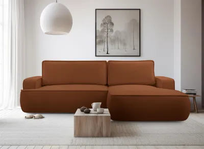 Produktbild von AX LIVING Ablia Sofa L Form mit Schlaffunktion Ziegelrot 267 cm R