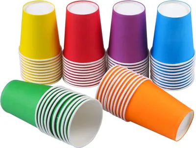 Imagen del producto de Vasos de papel biodegradables, 250 ml, 60 unidades, de colores variados, para fiestas