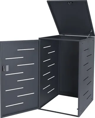 Obrázek produktu pro Kryt na popelnici HWC-E83, kryt na popelnici, výsuvný 117x66x80cm  antracit, ocel 33kg