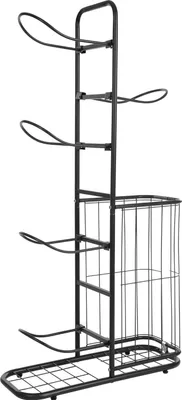 Immagine prodotto di Scaffale per palloni - Scaffale a 5 ripiani - Autoportante - Ferro - 5 cestelli - 58×23,5×116 cm - 5 kg per ripiano - Nero