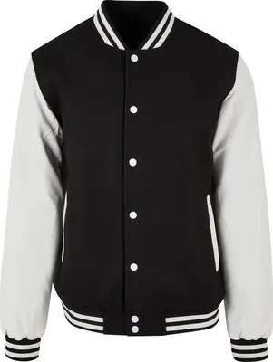 Produktbild von Build Your Brand - "Old School College" Varsity-Jacke (US-College-Stil) für Herren RW9880 (L) (Schwarz/Weiß)