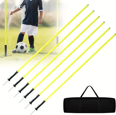 Produktbild von Slalomstangen, 6er Set Trainingsstangen, Fussball Sprunghafte, Agilität Stangen Set, Hürdenstangen mit Tragetasche, für Agility, Koordinationstraining
