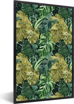 Produktbild von MuchoWow® Gerahmtes Poster Tropisch - Grün - Blatt 60x90 cm - Poster mit Schwarzem Bilderrahmen Wandposter Rahmen Foto Bilder - Kunst