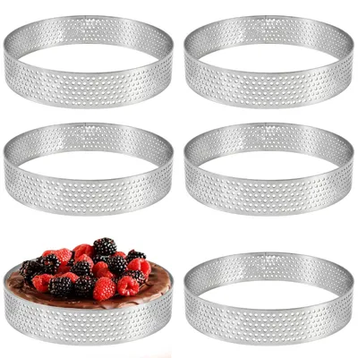 6 Tortenringe 10 cm Edelstahl, perforierte Backformen
