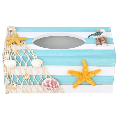 Image de Boîte à mouchoirs méditerranéenne en bois, range-serviettes pour restaurants et cafés, décoration de la maison (étoile de mer)