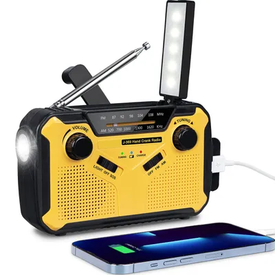 Produktbild von Solar Radio Kurbel Notfall, Kurbelradio FM/AM Radio Batteriebetrieben, Notfallradio Dynamo Radio mit 3000mAh Power Bank/SOS Alarm/Taschenlampe