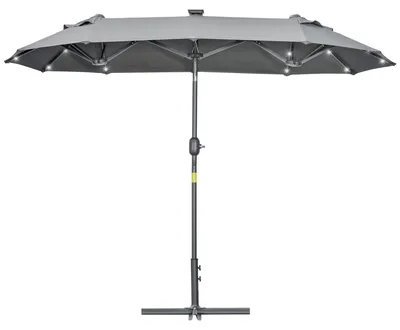 Immagine prodotto di Ombrellone Doppio da Giardino 295x150x219 cm in Acciaio e Poliestere Grigio
