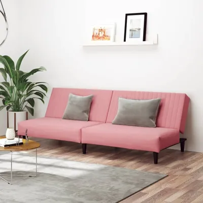 Produktbild von Design Schlafsofa 2-Sitzer Rosa Samt, Schlafsofas 2024 Neu
