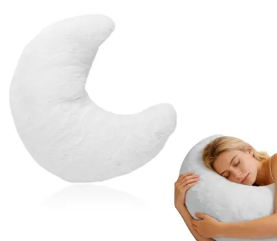 Plüschkissen Mondform, flauschig, 50x40 cm, Deko-Kissen für Couch und Bett