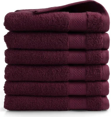 Produktbild von DoubleDry Hotel Kollektion Badetücher Set - 6 Teilig - 100% Baumwolle - 500 g/m² - Weich - 70x140 cm - Burgunderrot