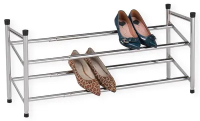 Produktbild von Schuhregal Schuhablage Schuhständer LENNART, mit 2 Böden edel verchromt ausziehbar