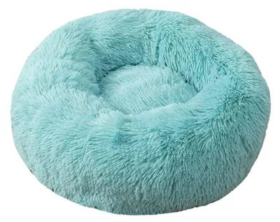 Image de Lit pour chien, lit pour chat, forme donut, en peluche, couleur émeraude, 80 cm