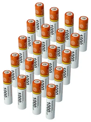 Produktbild von vhbw 20x AAA Micro Akku kompatibel mit Gigaset Comfort 550, 550HX, 500HX, 500 schnurlos Festnetz Telefon (1000 mAh, 1,2 V, NiMH) Orange Weiß