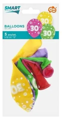 Immagine prodotto di Palloncini "30° compleanno" da 30 cm, 5 pezzi - Godan