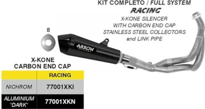 Zdjęcie produktu dla ARROW X-Kone pełny wydech wyścigowy, czarny, aluminium, do Kawasaki VERSYS 650