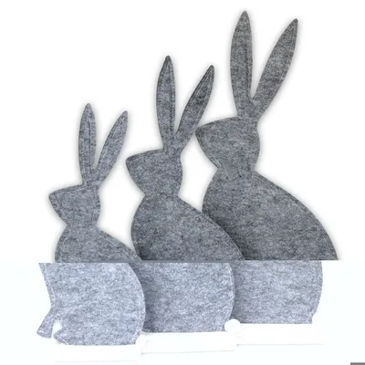 Produktbild von Hase aus Filz stehend auf Holzfuß Dekoartikel Osterdeko 25x7x62cm