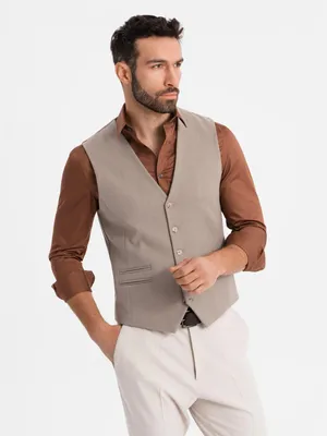 Obrázek produktu pro Ombre Clothing Pánská společenská vesta Keremondus béžová M