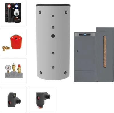 Produktbild von Solarbayer Pelletkesselset PLT-AC 18-1A Variante A 18 kW mit 1xSLS-800 Speicher
