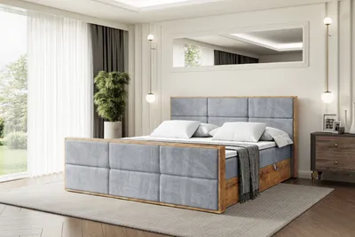 Produktbild von ALTDECOR Boxspringbett mit Matratze und Lattenrost, Topper, Fußteil,Polsterbett mit Bettkasten, Bett mit Stauraum H4-Matratze, Doppelbett, Boxbett  - LOLLI1-Z - 200x200 - Grau Casablanca