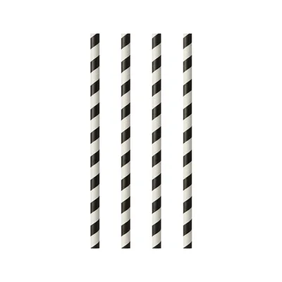Obrázok produktu pre Papstar Trinkhalme Papier Strippes 20cm schwarz weiss 100 Stück