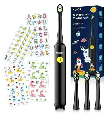Produktbild von Sonic elektrische Kinderzahnbürste für Jungen - 3–12 Jahre - 3 Modi - 30000 VPM - IPX7 wasserdicht - USB-C-aufladbar - 4 Bürstenköpfe