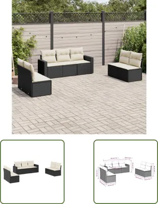 Produktbild von The Living Store 7-tlg. Garten-Sofagarnitur mit Kissen Schwarz Poly Rattan