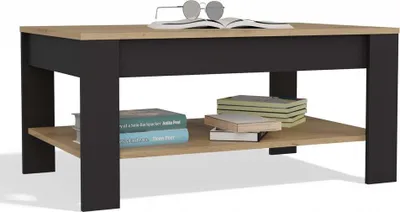 Immagine prodotto di Tavolino OHIO con ripiano – Moderno e funzionale | Rovere Artisan / Nero | 93x58x44 cm