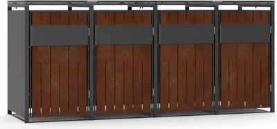 Produktbild von Mülltonnenbox Mülltonnenverkleidung bis 240 L Mülltonnen Behälter Rost 4 Türen