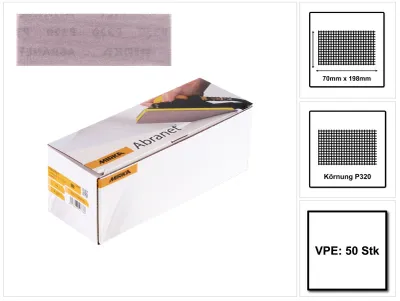 Produktbild von MIRKA Streifen Abranet 70 x 198 mm P320 Gitternetz Klett (50 St)