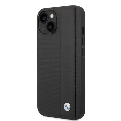 Immagine prodotto di BMW Signature Custodia rigida in pelle Cover protettiva nera per iPhone 14 Plus 6,7