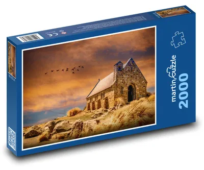 Produktbild von Puzzle 2000 Kirchlein in der Natur bei Sonnenuntergang - martinpuzzle